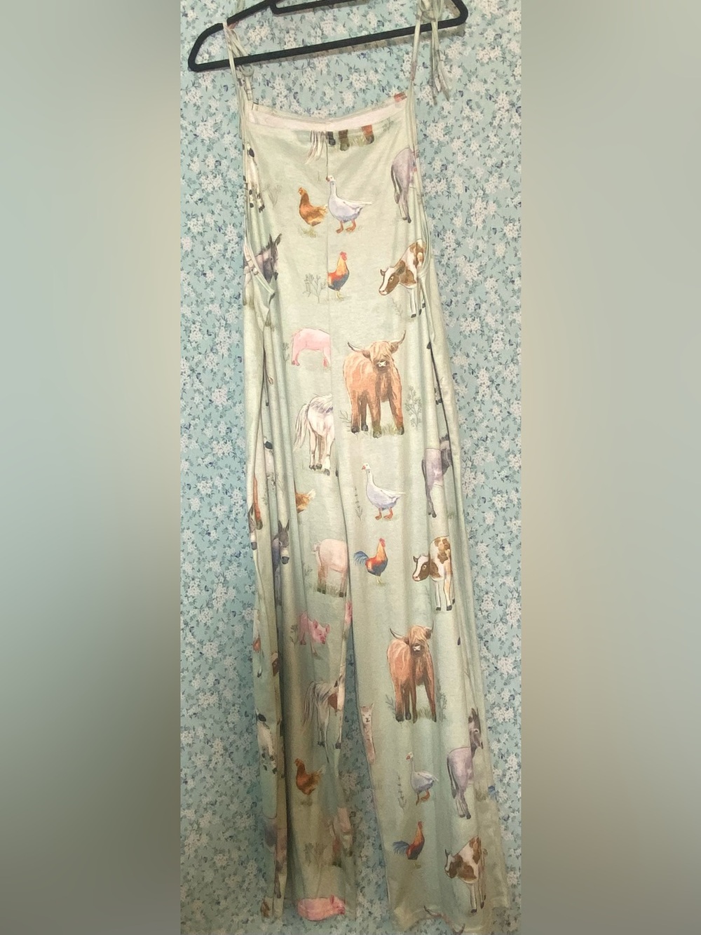 Farm Animal Print Jumpsuit in Mint Green